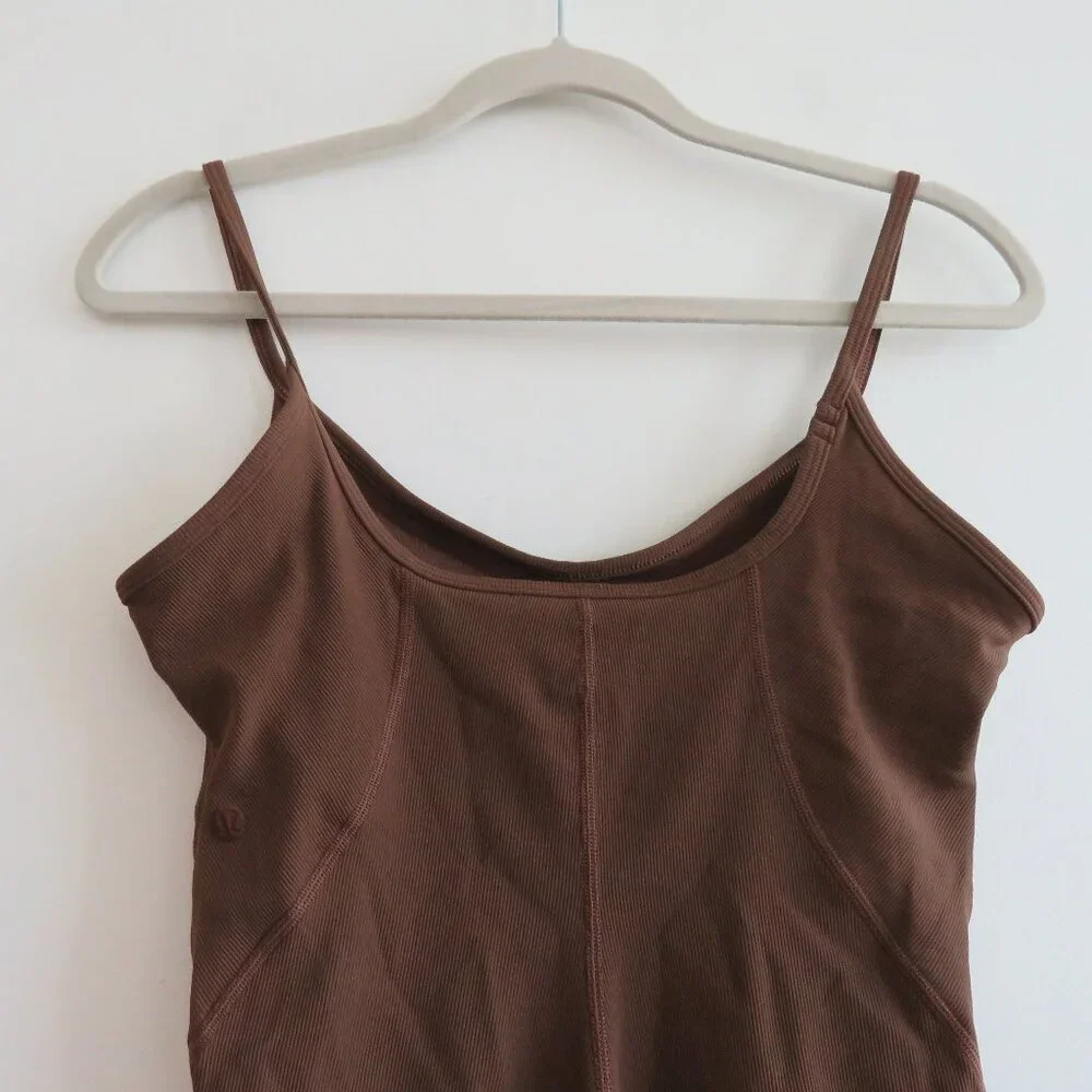 LULULEMON Ribbed Contoured Unitard 6" in Java Neutral Athleisure - Size US 6 - Picture 12 of 16